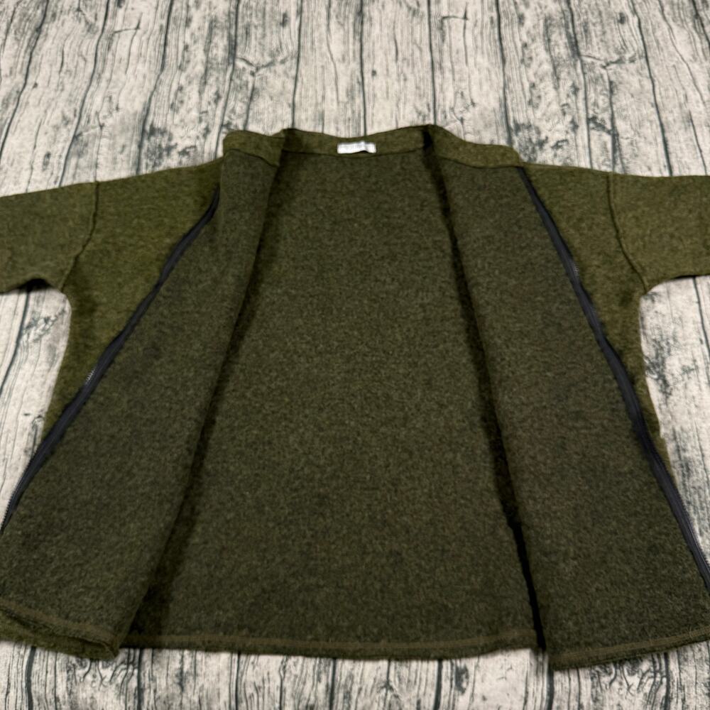 Cut Loose Wool Blend Cardigan Sweater One Size Green Double Zip USA